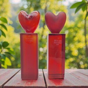 Vintage Holmegaard Glass Heart Candlestick Holders